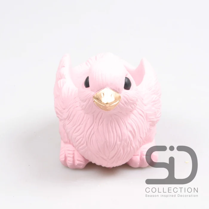 VOGEL MIT PFLANZGEFÄSS ZEMENT 15X10X12 CM ROSA