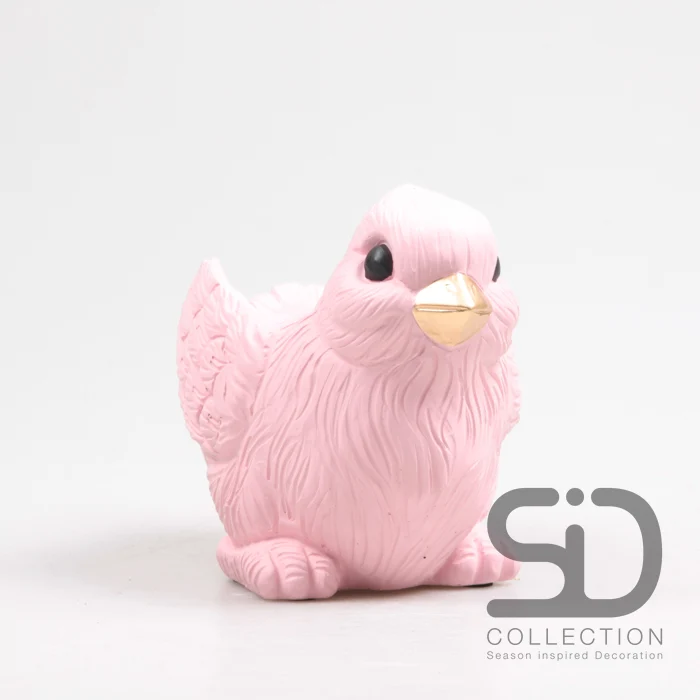 VOGEL MIT PFLANZGEFÄSS ZEMENT 19,5X13,5X16,5 CM ROSA