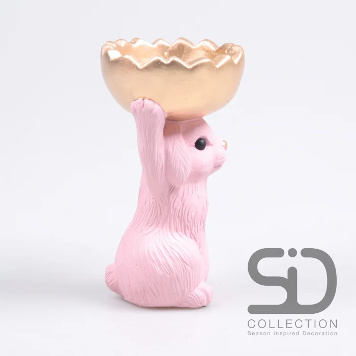HASE MIT SCHALE ZEMENT 11X9,5X18 CM ROSA