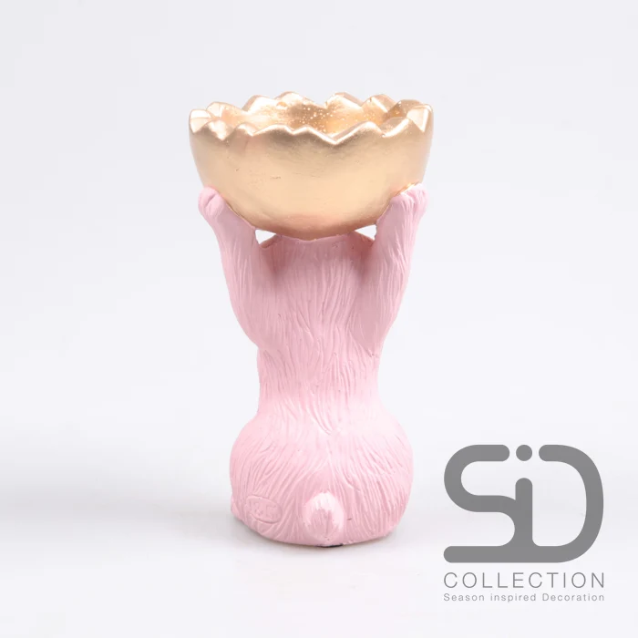 HASE MIT SCHALE ZEMENT 11X9,5X18 CM ROSA