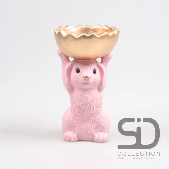 HASE MIT SCHALE ZEMENT 15X12.5X23 CM ROSA