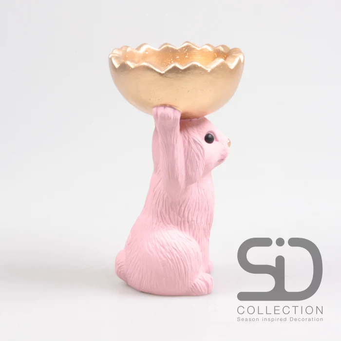 HASE MIT SCHALE ZEMENT 15X12.5X23 CM ROSA