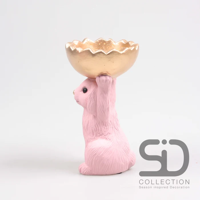 HASE MIT SCHALE ZEMENT 15X12.5X23 CM ROSA