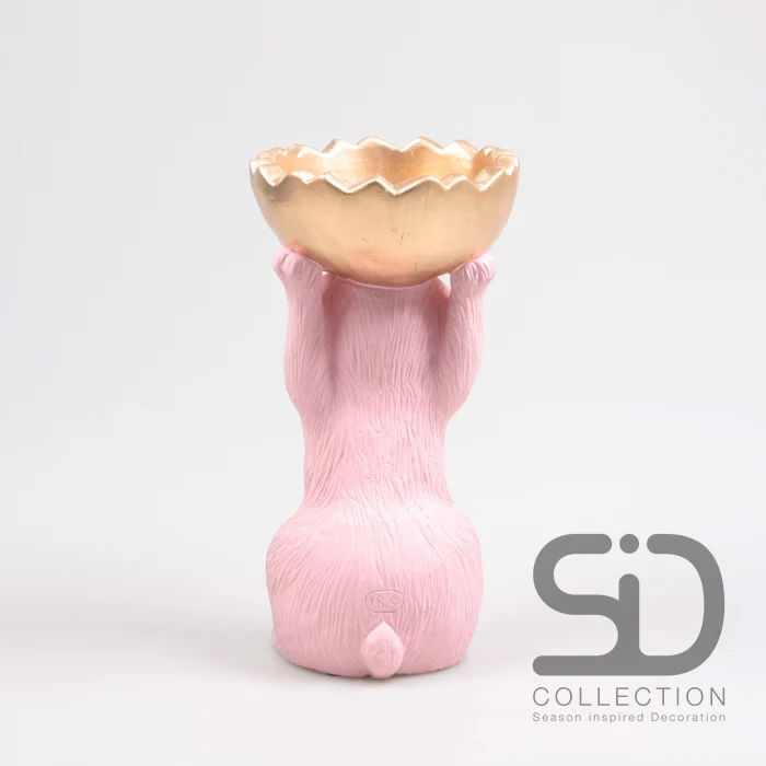 HASE MIT SCHALE ZEMENT 18,5X15X28 CM ROSA
