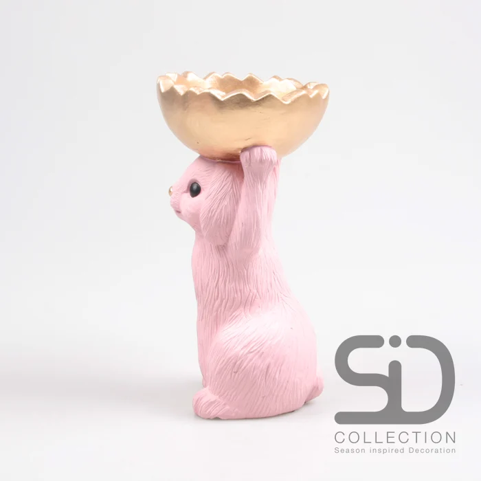 HASE MIT SCHALE ZEMENT 18,5X15X28 CM ROSA