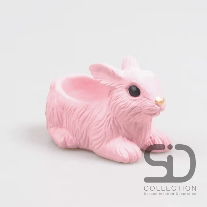 KANINCHEN MIT PFLANZER ZEMENT 13,5X7,5X8 CM ROSA