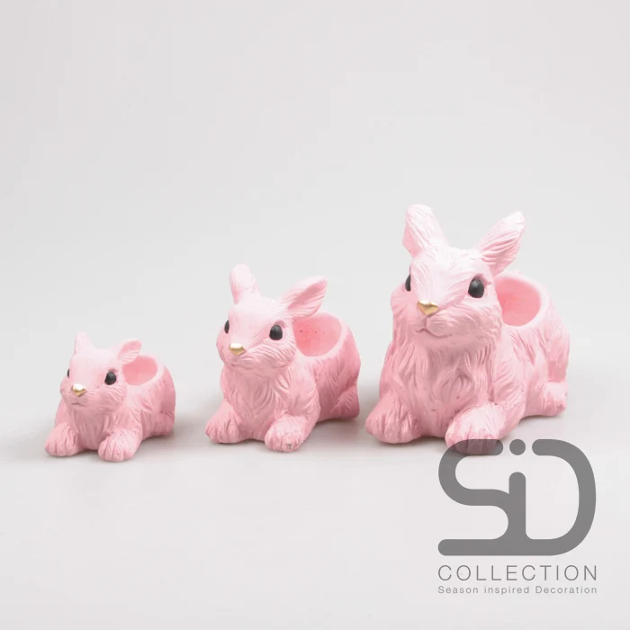 KANINCHEN MIT PFLANZER ZEMENT 13,5X7,5X8 CM ROSA