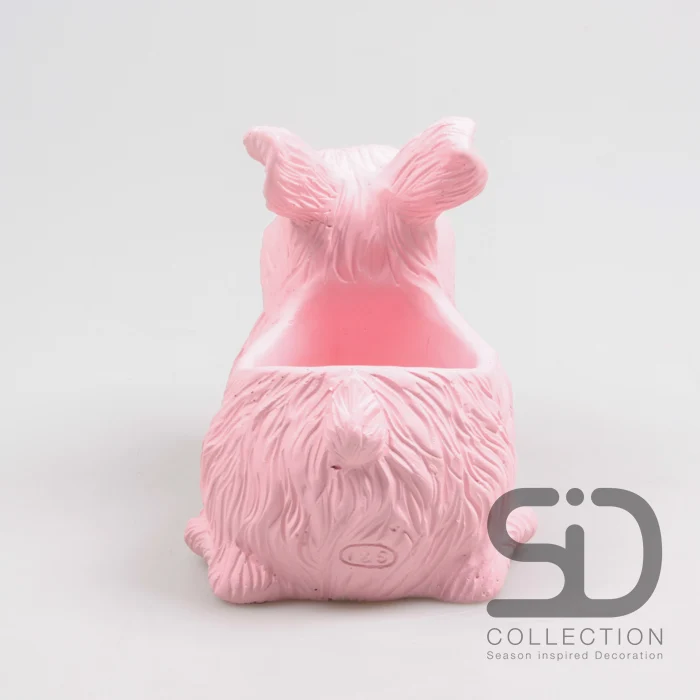 KANINCHEN MIT PFLANZGEFÄSS ZEMENT 21X13.5X16 CM ROSA
