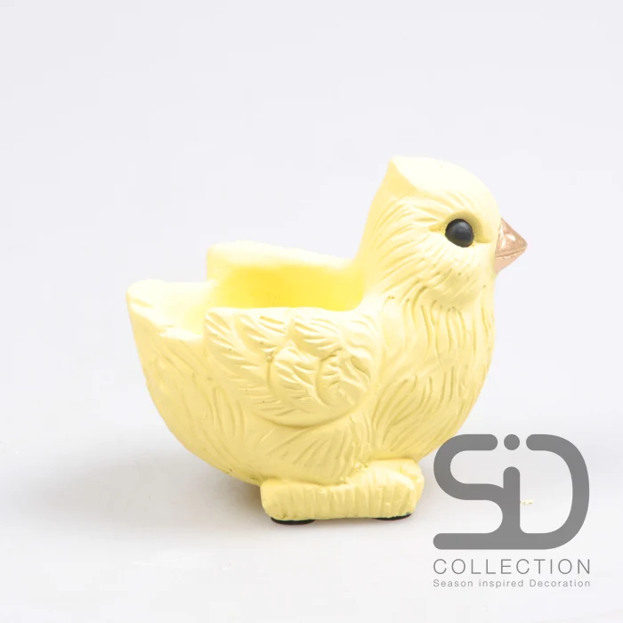 VOGEL MIT PFLANZGEFÄSS ZEMENT 12X8X7,5 CM GELB