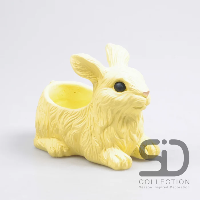 KANINCHEN MIT PFLANZGEFÄSS ZEMENT 21X13.5X16 CM GELB