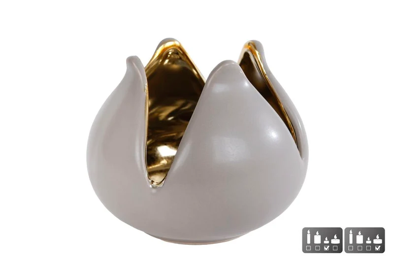Stimmungslicht "Annet" schwarz/grau 2 sortierte LED/Erden/Kerzen(Fett) 2x AAA exl. Batterie 9,5x9,5x9,5cm
