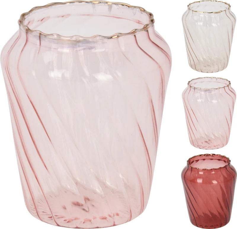 TEELICHTHALTER/VASE GLAS 7CM 3 FARBLICH SORTIERT