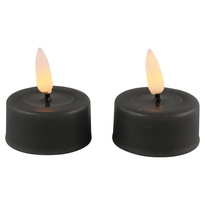 LED Teelicht Schmelzmaus grau Set/2 mit Timer (inkl. Batterien)
