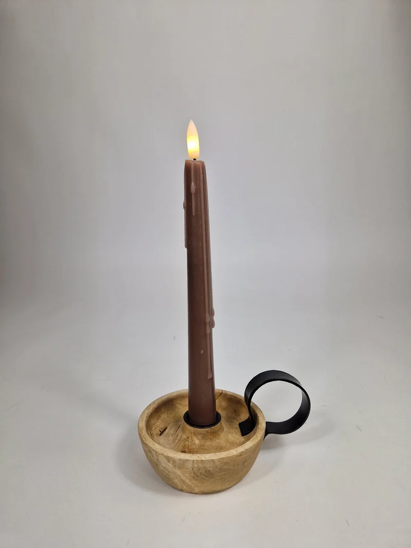 LED-Tropfenkerze 24cm taupe Set/2 (exkl. 2xAAA)