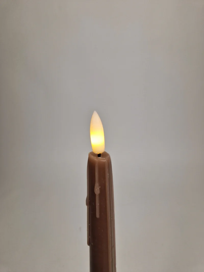 LED-Tropfenkerze 24cm taupe Set/2 (exkl. 2xAAA)