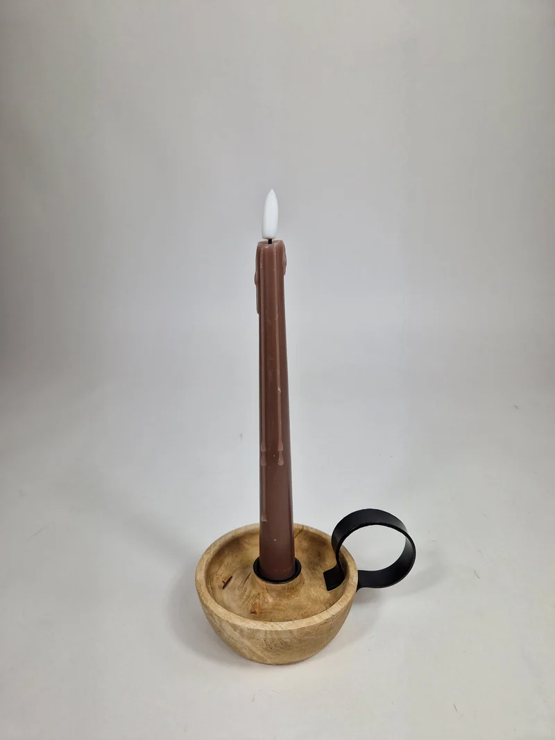 LED-Tropfenkerze 24cm taupe Set/2 (exkl. 2xAAA)