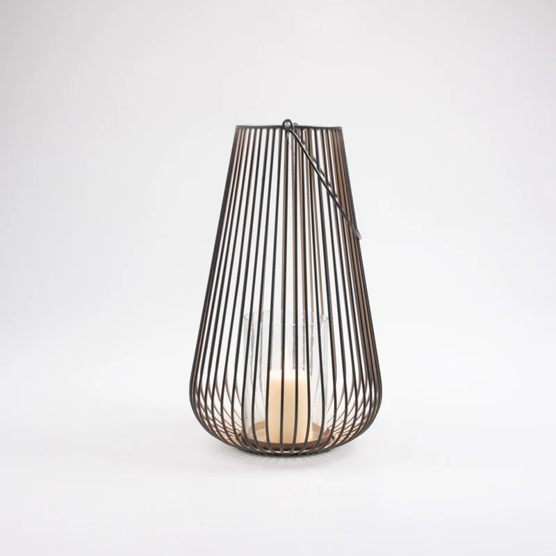 WINDLICHT M/GLAS M SCHWARZ/GOLD 22.5X22.5X38 CM