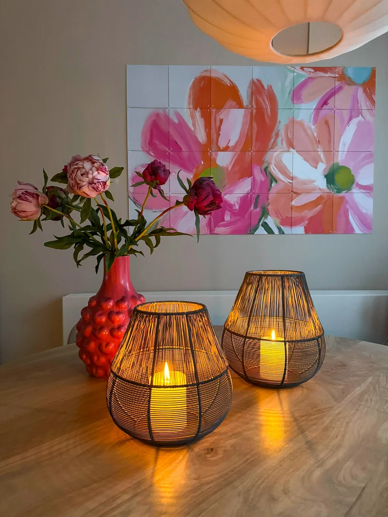 DRAHTLAMPE L MILLER GRAU/GOLD 20X20X20,5 CM