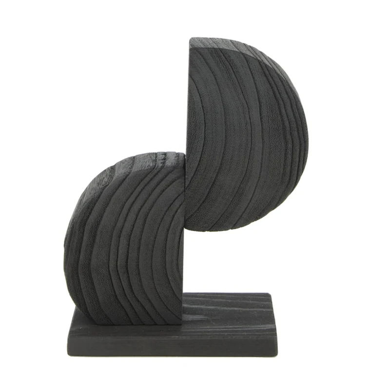 Statue paulownia Holz auf Füße 14x7.5x18cm Schwarz