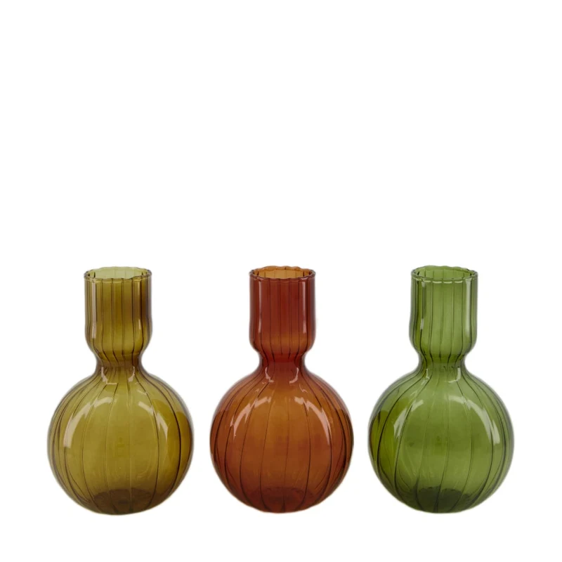Vase Glas 10x10x16,5cm 3 Grüner Mix