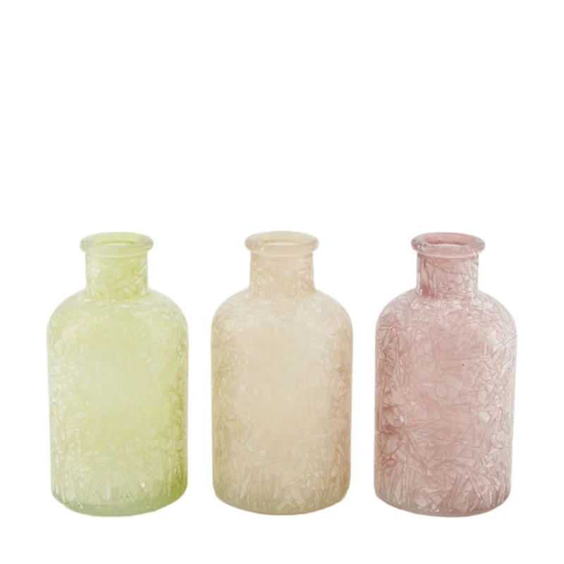 Glasflasche 7x7x13cm 3 Gemischt rosa