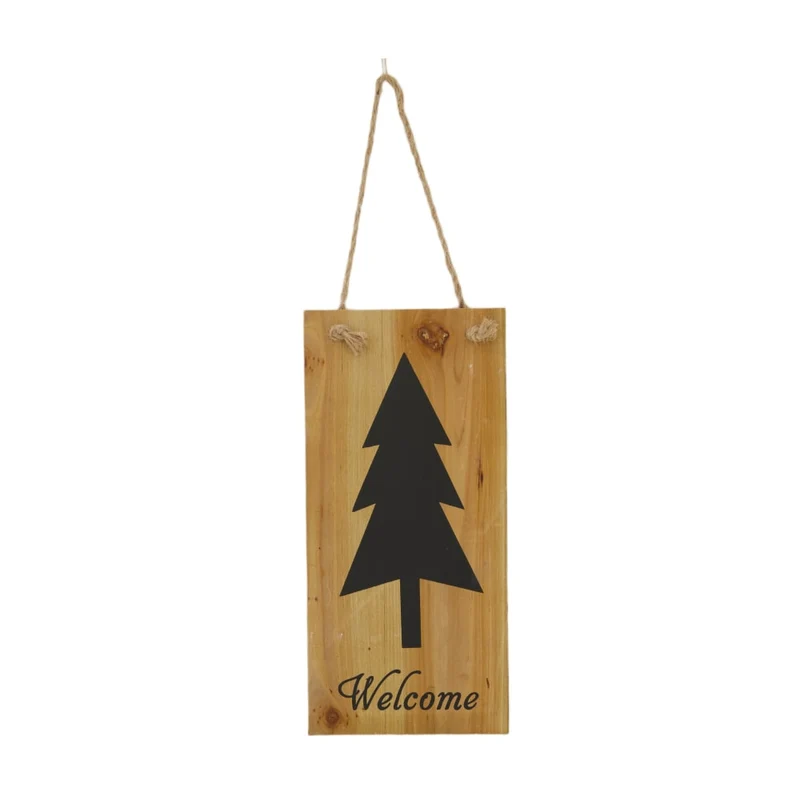 Schild Tafel Willkommen Tannenholz mit Aufhänger 18x38x1.2cm