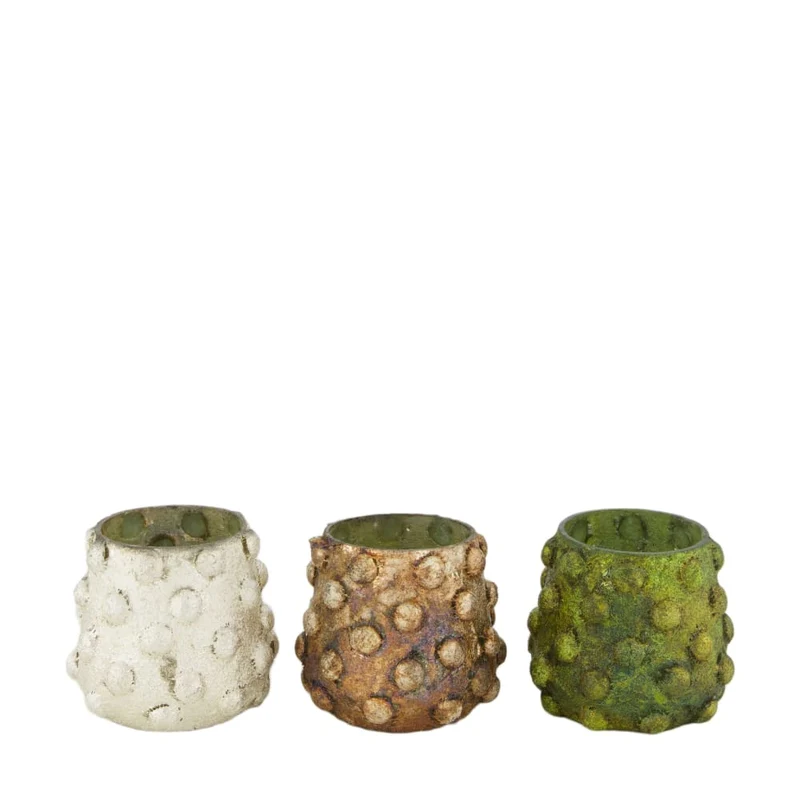 Teelichthalter Glas 7x9x9cm 3 Gemischt