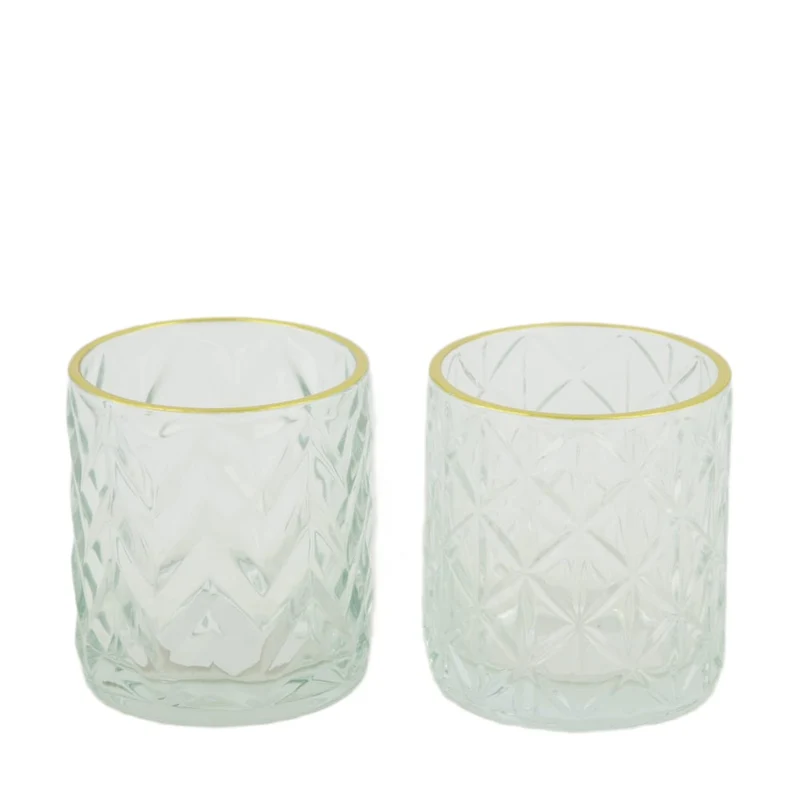 Teelichthalter Glas 7,3x7,3x8cm 2 Transparent Mix