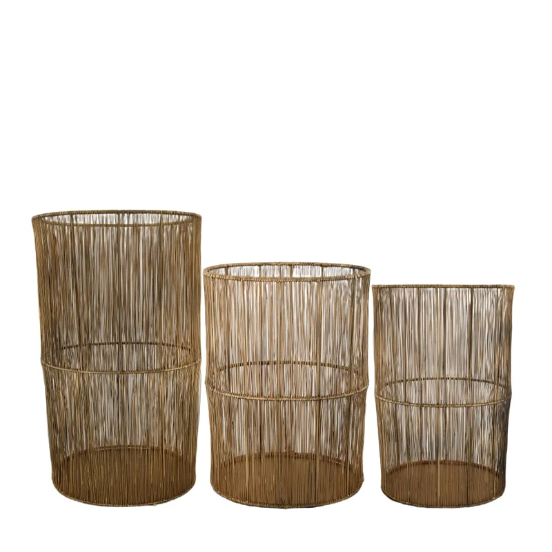 Set/3 Laterne oval Metall 28x22x48cm Antik gold