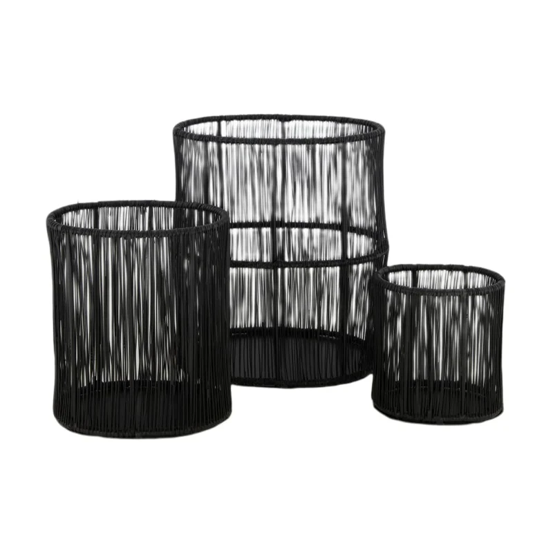 Set/3 Kerzenhalter oval Metall 17x11.5x20.5cm Schwarz