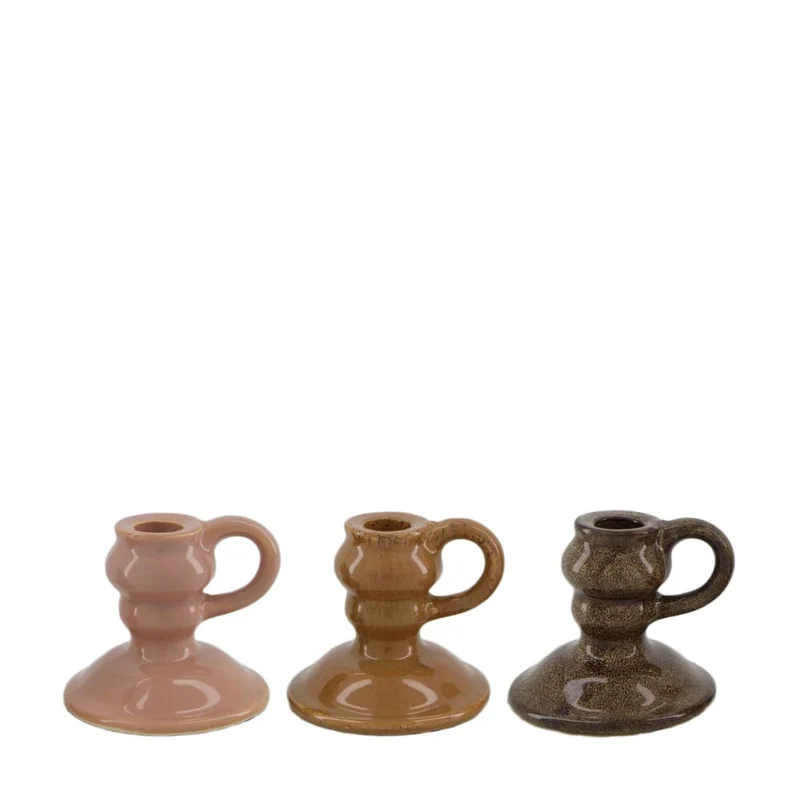 Tischkerzenhalter Keramik 11.5x10.5x9.5cm 3 Mixed braun