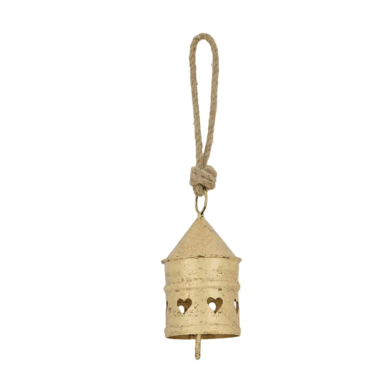 Glocke Metall 8x8x15cm Antik gold