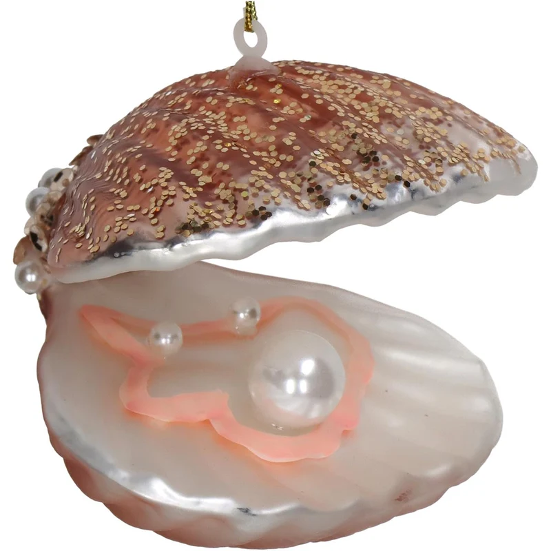 Ornament Muschel Glas Pfirsich 8 cm