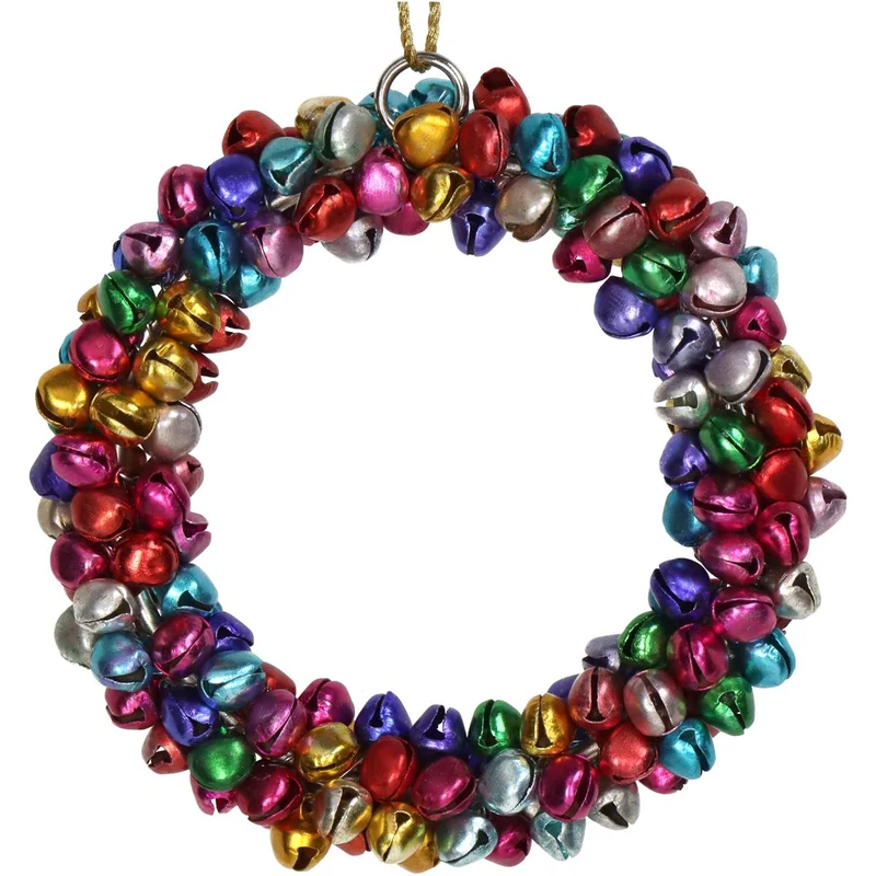 Ornament Glocken Kranz Metall Multi 9cm