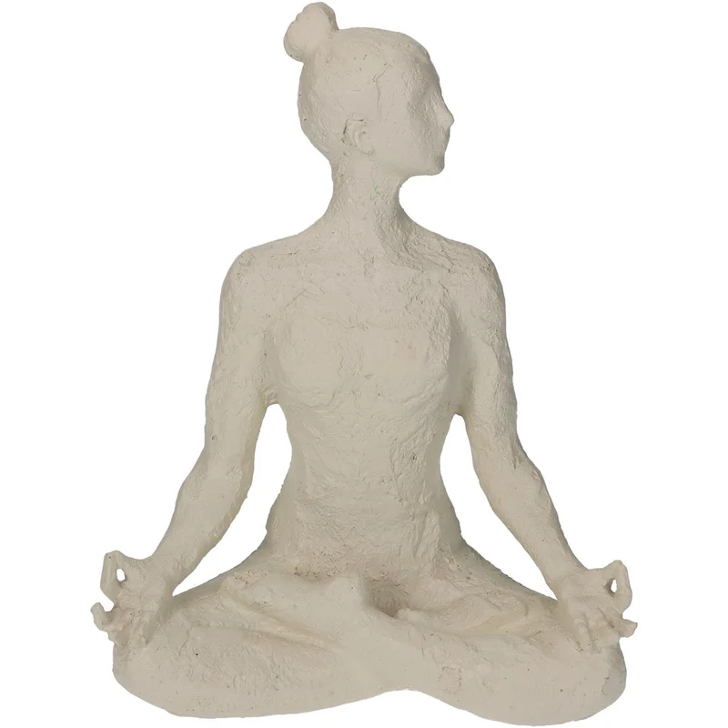 Ornament Frau Yoga Polyresin Elfenbein 17,8x11x23,5cm