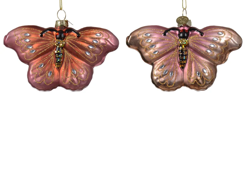 Anhänger Schmetterling Glas 2 Farben sortiert 11x2,8x8cm