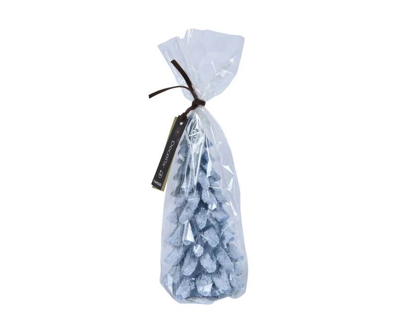 Kerze ''Baum'' Wachs blau H12.5 D7cm in Verpackung