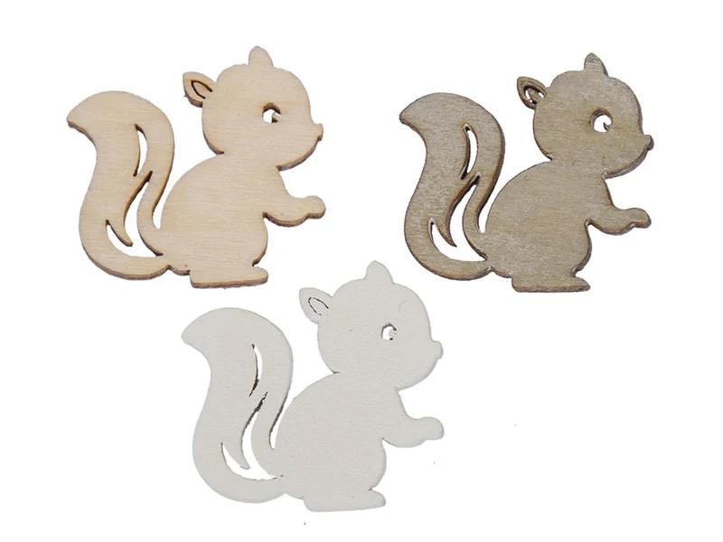 pb. 60 Eichhörnchen aus Holz/los 3 Esel. 3 cm