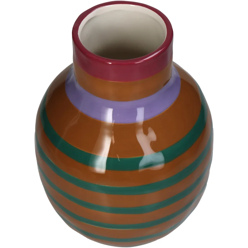 Vase Streifen Dolomit Multi 17.5x17.5x24.5cm