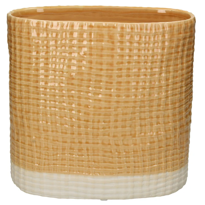 Pflanzgefäß Feines Steingut Gelb 27x14.2x24.8cm