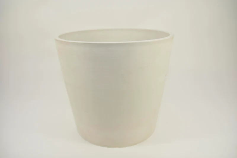 Runder Topf L ''Cologne'' D40 H36cm Weiß (mit Deckel, Loch im Boden) schwerer Kunststoff