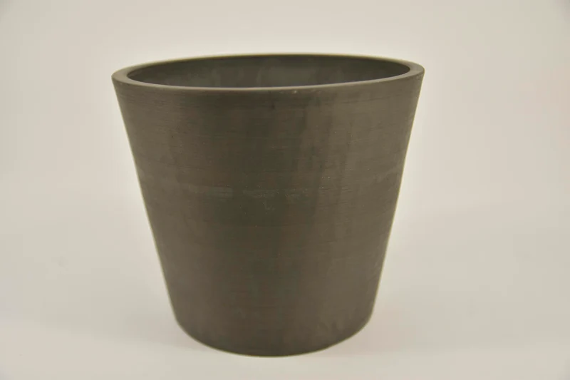 Runder Topf S ''Köln'' D21 H18cm Antra (mit Deckel, Loch im Boden) schwerer Kunststoff