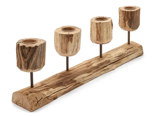 Adventslichthalter aus Holz 57x20cm