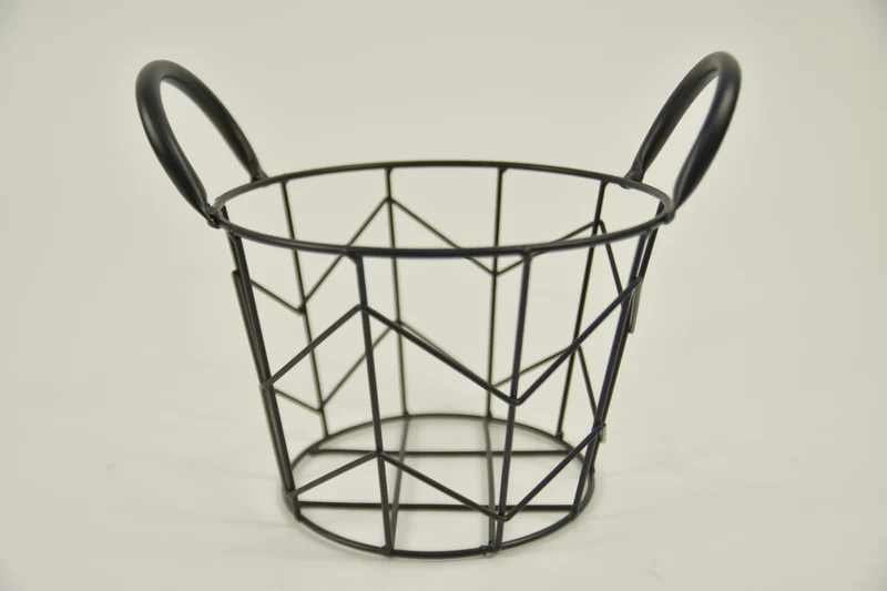 Metallkorb ''Dennis'' rund mit Ohren schwarz D20 H14cm