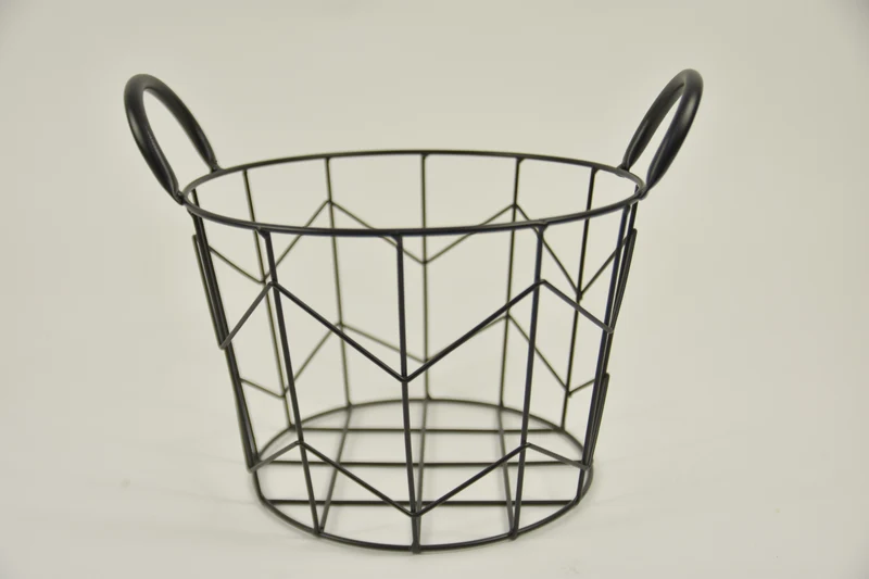Metallkorb ''Dennis'' rund mit Ohren schwarz D26 H18cm