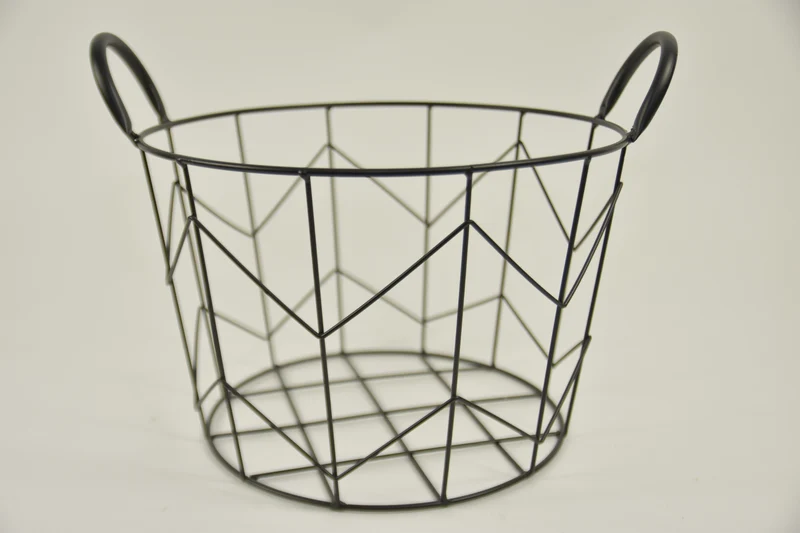 Metallkorb ''Dennis'' rund mit Ohren schwarz D32 H22cm