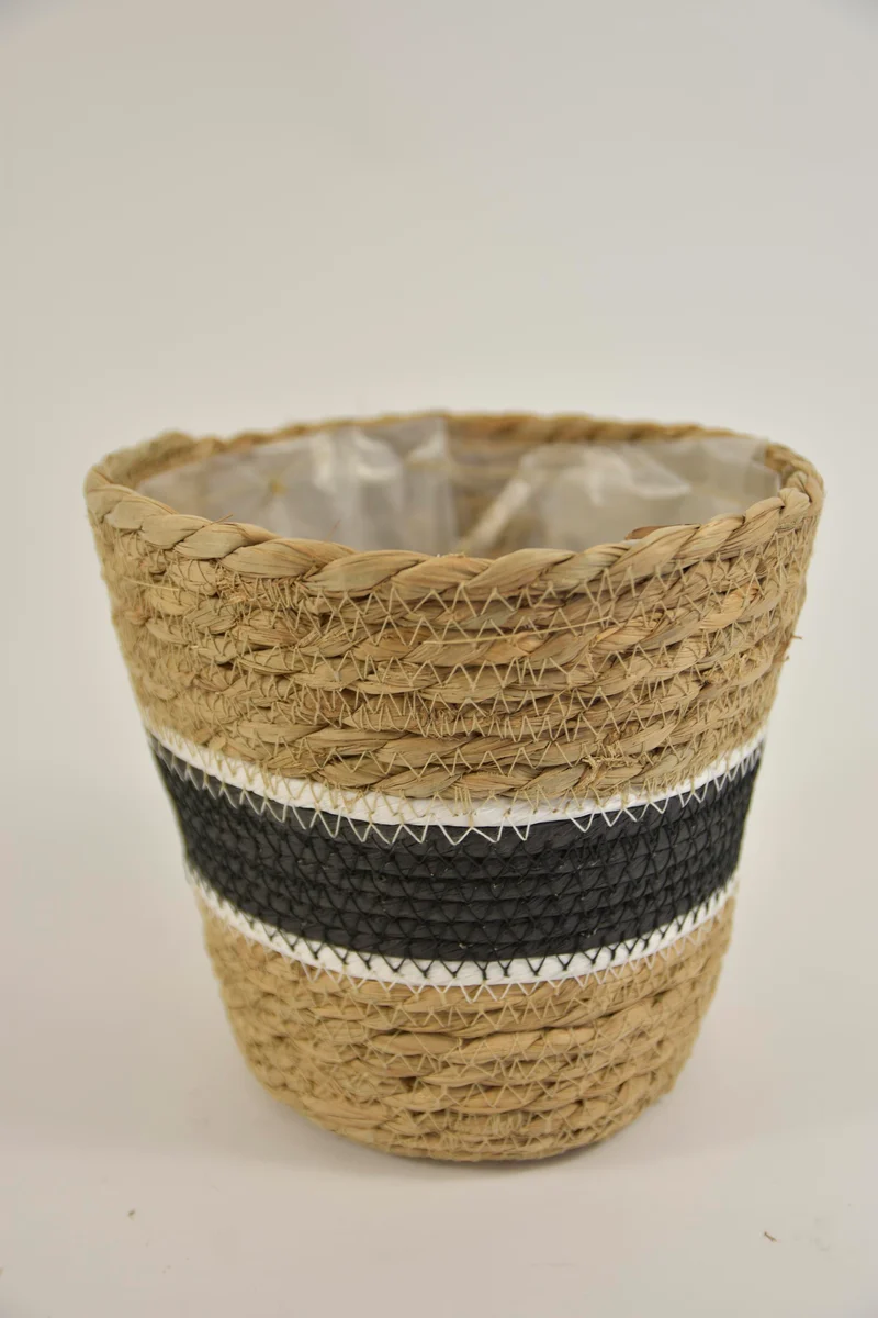 Seegras ''Alie'' Korb rund natur/schwarz D20 H18cm