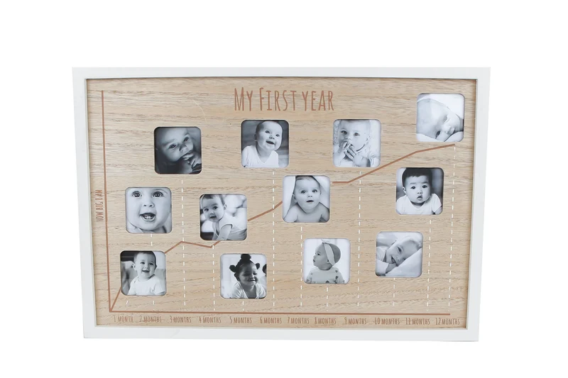 Fotorahmen "MF Jahr wachsen" (5x5) 12x nass/weiß Holz 44x40x1,5cm