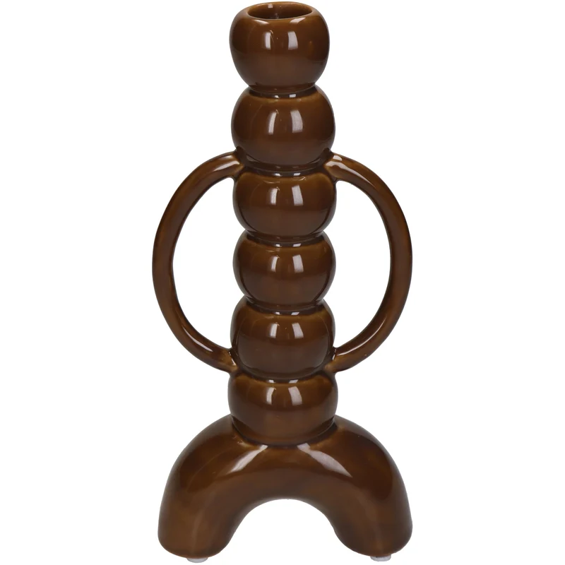 Kerzenständer Feines Steingut Braun 10x4,5x21,5cm