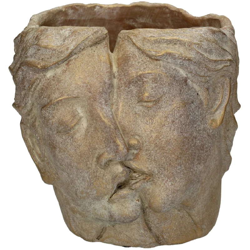 Pflanzgefäß Half Face Beton Gold 19.5x19x16.5cm